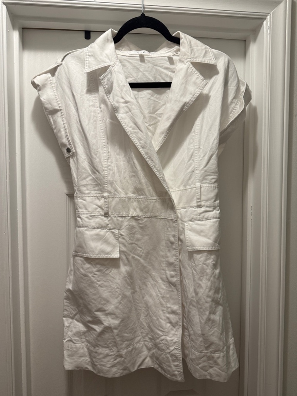 ALC White Sleeveless Utility Blazer Dress